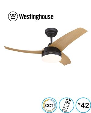מאוורר תקרה 42″ שלט + תאורה 24W שחור+כנפיים דמוי עץ אלון LONGWOOD