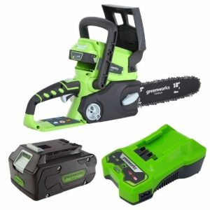 מסור שרשרת 24V+סוללה 4A+מטען מהיר greenworks מסור שרשרת 24V+סוללה 4A+מטען מהיר greenworks