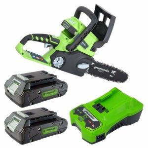 מסור שרשרת24V+שתי סוללות2.0+מטען greenworks מסור שרשרת24V+שתי סוללות2.0+מטען greenworks