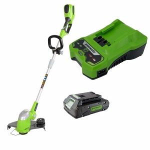 חרמש – קוצץ קנטים 24V נטען Deluxe + סוללה 2.0Ah + מטען מהיר greenworks חרמש – קוצץ קנטים 24V נטען Deluxe + סוללה 2.0Ah + מטען מהיר greenworks