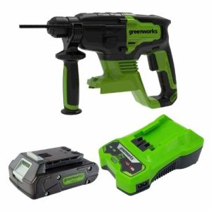 פטישון 24 מ"מ ארבעה מצבי עבודה Brushless 24V + סוללה 2.0Ah + מטען מהיר greenworks פטישון 24 מ"מ ארבעה מצבי עבודה Brushless 24V + סוללה 2.0Ah + מטען מהיר greenworks