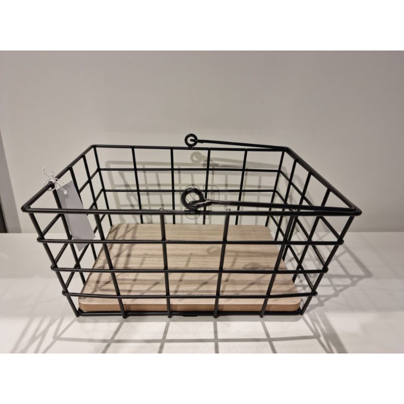 סל אחסון מעוצב מלבני 250X200X120שחור שילוב עץ סל אחסון מעוצב מלבני 250X200X120שחור שילוב עץ