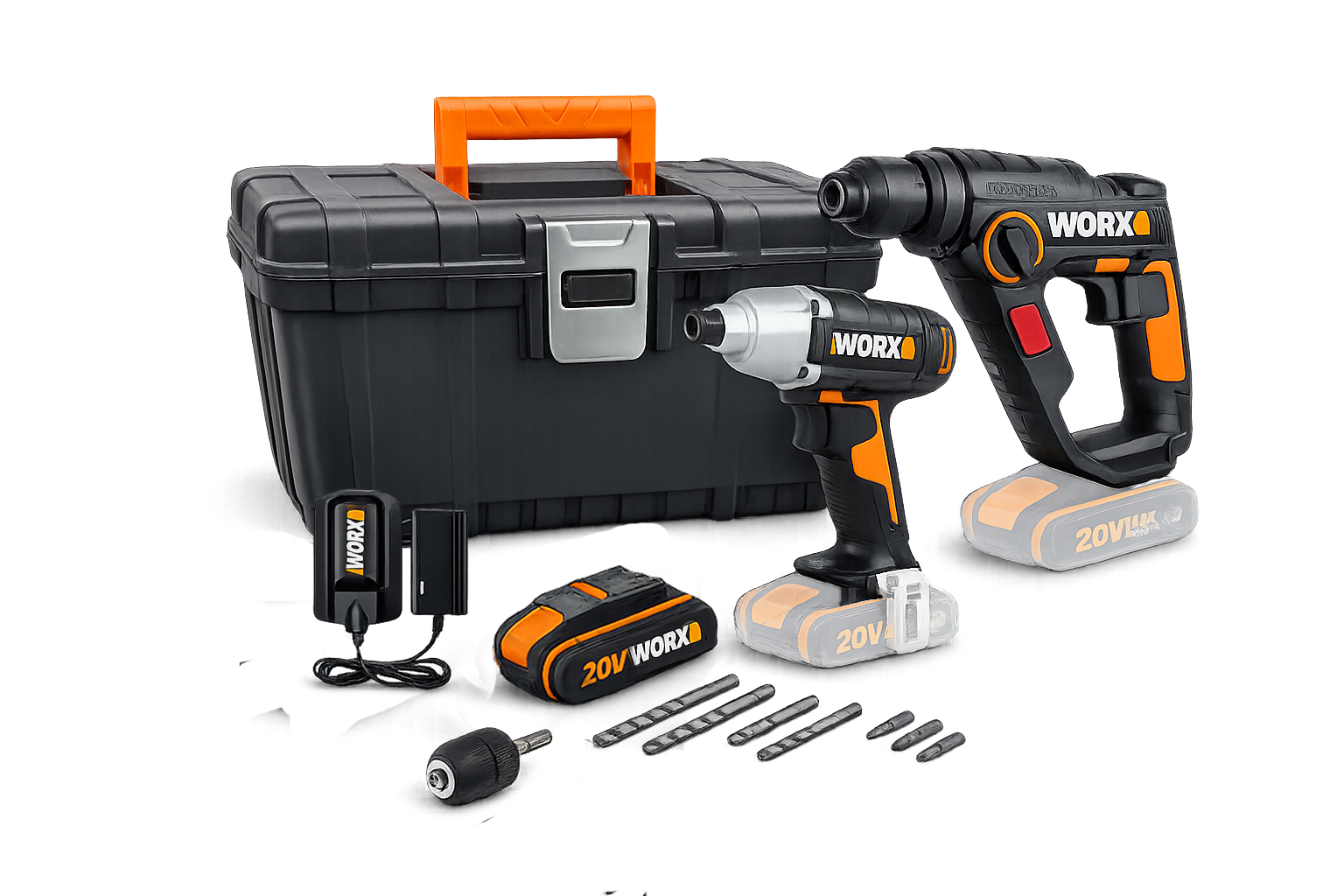 סט 20V פטישון + מברגה אימפקט + ארגז + WORX סוללה 2AH יבואן רשמי ! סט 20V פטישון + מברגה אימפקט + ארגז + WORX סוללה 2AH יבואן רשמי !