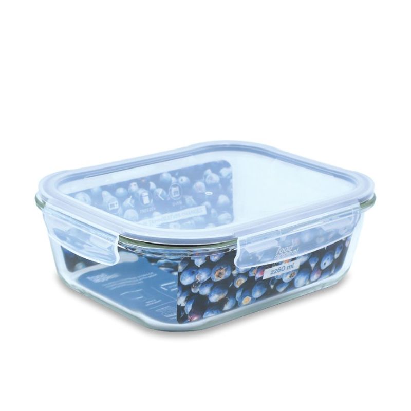 כלי אחסון זכוכית מלבנית מחוסמת 2260 מ"ל GLASS CLOC מבית Food appeal כלי אחסון זכוכית מלבנית מחוסמת 2260 מ"ל GLASS CLOC מבית Food appeal